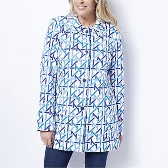 Dennis Basso Jacquard Knit Button-Front Jacket - Picture 1 of 4